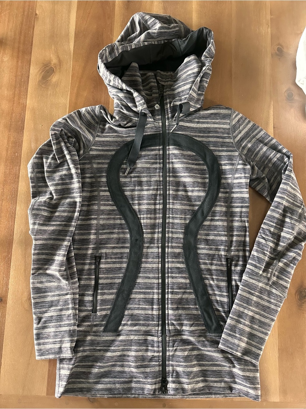 lululemon athletica Gray Striped Hooded Scuba Jacket